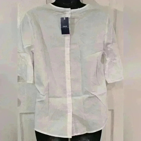 White cotton blouse, Izod, sz s/p - Picture 8 of 14